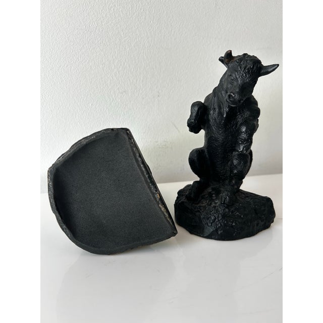 Sculpture Materials Vintage Plaster Bull and Bear Stock Market Bookends For Sale - Image 7 of 7
