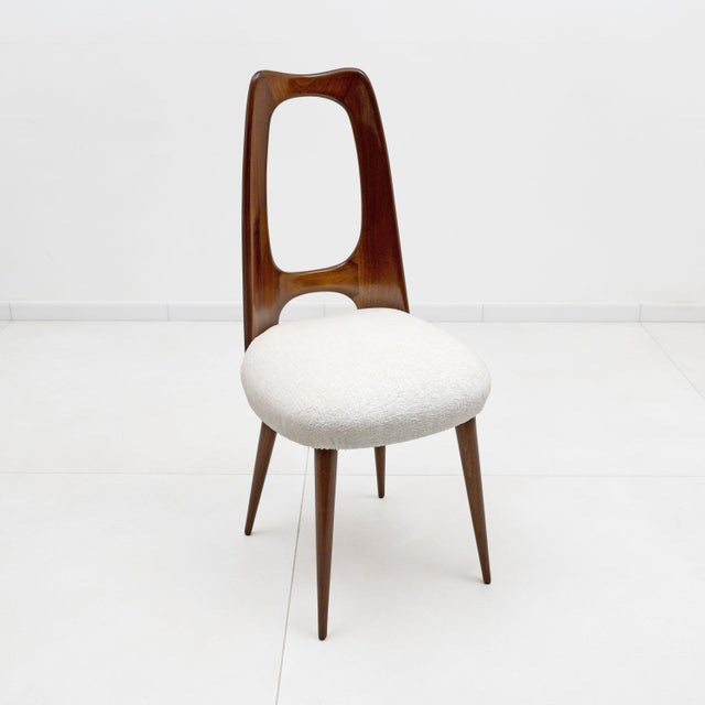 Mid-Century Modern Italian Walnut Dining Chairs, 1950, Set of 4 For Sale - Image 4 of 8