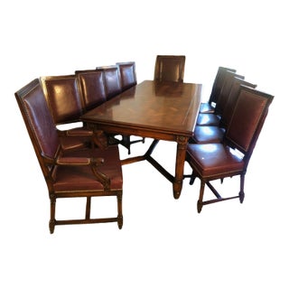 Late 20th Century Classic Cherrywood Dining Set With Self-Storing Leaves – Table + 10 Chairs For Sale