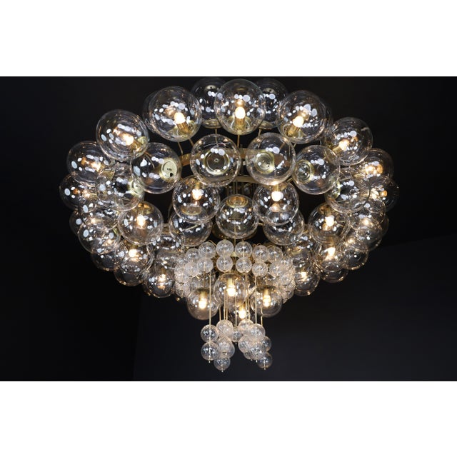 Grande Hotel Chandelier with Brass Fixture and Hand-Blown Glass Globes, 1960s For Sale - Image 17 of 18