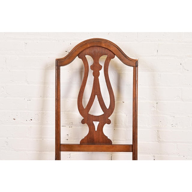 Berkey & Gay Style Antique English Jacobean Carved Walnut Side Chairs or Dining Chairs, Pair For Sale In South Bend - Image 6 of 11