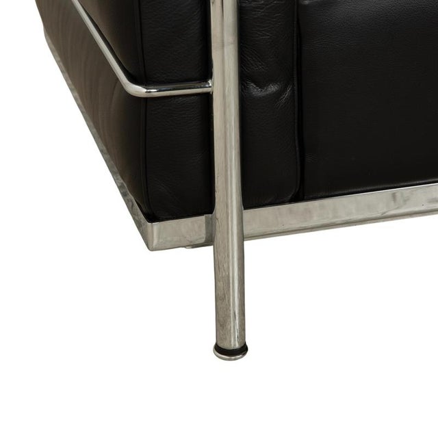 Black LC 2 3-Seater and 2-Seater Sofas in Black Leather by Le Corbusier for Cassina, Set of 2 For Sale - Image 8 of 18