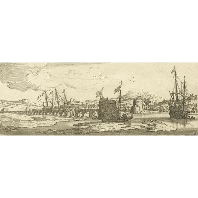 Peeters, View of Fanar in the Aegean Archipelago with Bridge and Ships, 1680, Print For Sale - Image 5 of 6