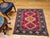 Vintage Tribal Square Rug, Hand-Knotted Wool, Geometric Medallions Pattern, 4x4, Red & Blue For Sale In Chicago - Image 6 of 15