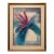 Vintage Framed Abstract Floral Artwork in Blue, Teal and Pink With Gold Frame - Signed For Sale