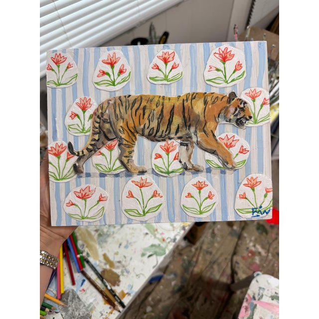 "King of the Jungle" Original Mixed Media Tiger Painting For Sale - Image 4 of 4