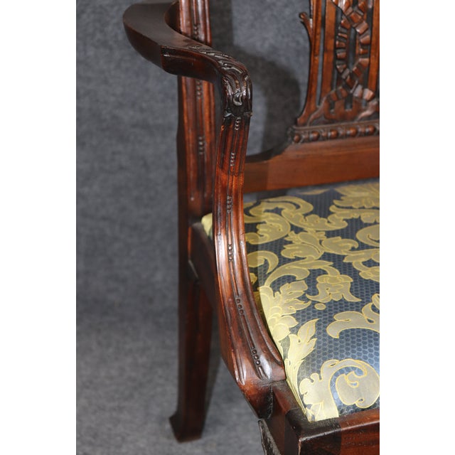 Set of 8 Fantastic Chinese Chippendale Style Carved Mahogany Dining Chairs For Sale - Image 12 of 14