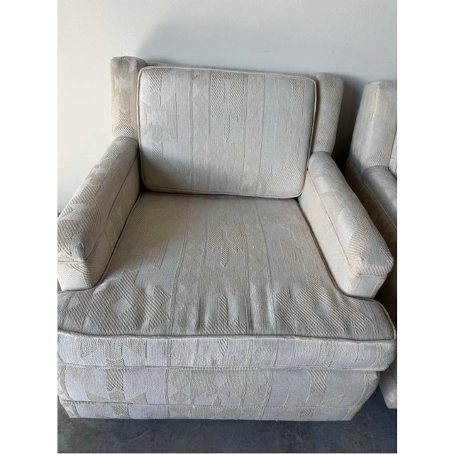 Beige 1970’s Mid-Century Modern Dunbar-Style Upholstered Lounge Chairs – A Pair/ Sold For Sale - Image 8 of 12