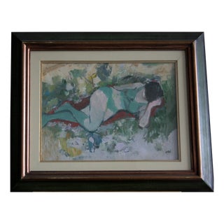 Savino Labò, Donna Distesa, 1960s, Oil on Canvas For Sale