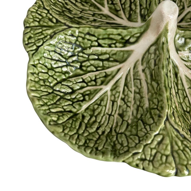 Vintage Portugal Green Cabbage Relish Platter For Sale - Image 4 of 5