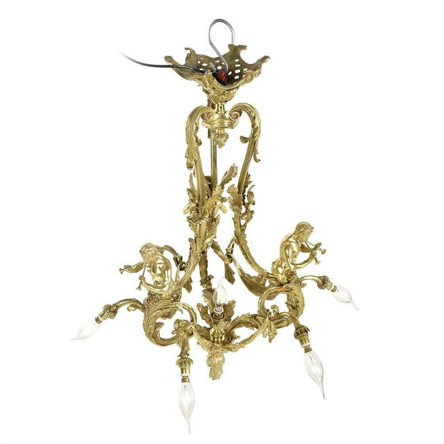 Antique Chandelier in Gilded Bronze from Mottheau For Sale - Image 3 of 11