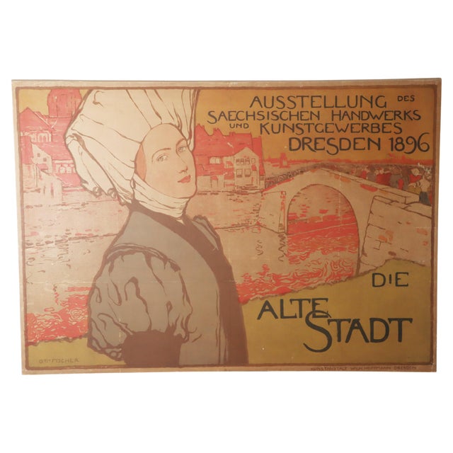 Art Nouveau Exhibition Poster of Saxony by Otto Fischer, Dresden, 1896 For Sale - Image 18 of 18