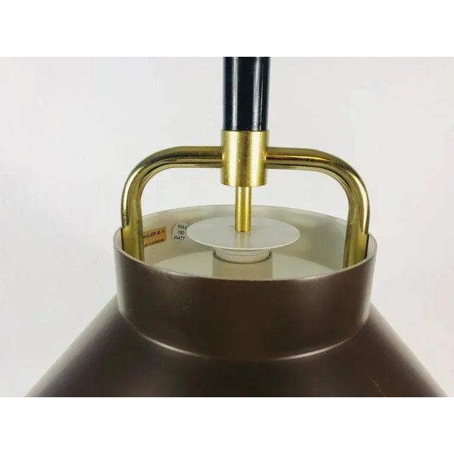 Metal Brown Metal and Brass Pendant Lamp by Jo Hammerborg for Fog & Mørup, 1970s For Sale - Image 7 of 11