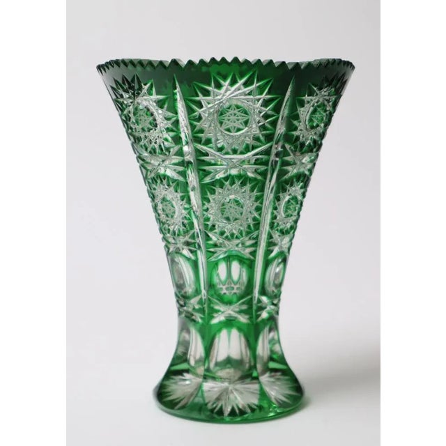 Glass Emerald Green Vase attributed to Val Saint Lambert For Sale - Image 7 of 12