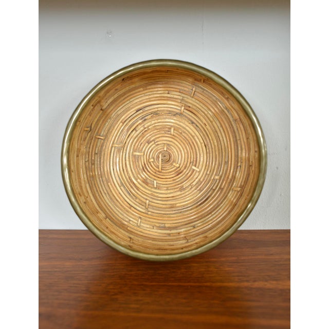 Rattan, Cane and Brass Basket by Vivai Del Sud, Italy, 1970s For Sale - Image 9 of 12