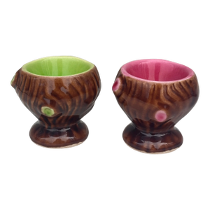 Mid-Century Pair of French Majolica Egg Cup Ferlay Vallauris