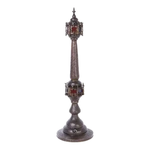 Antique Moroccan Brass and Stained Glass Floor Lamp