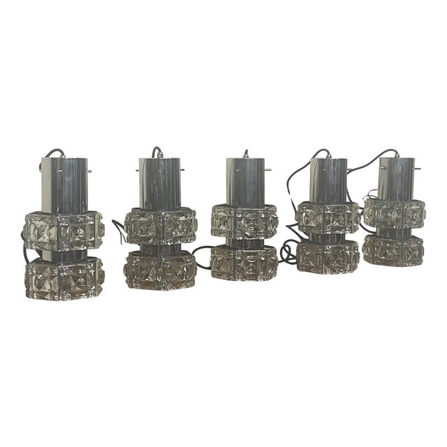 Swarovski Cut Glass Pendant Lamps, 1970s, Set of 5 For Sale