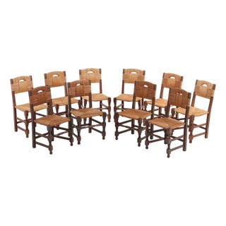 Set of Ten French Dining Chairs in the Manner of Charles Dudouyt, C 1940 For Sale