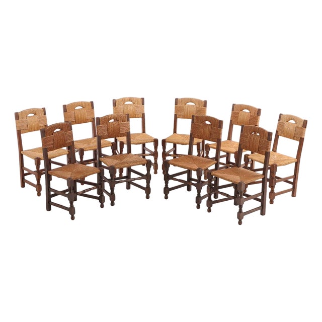 Set of Ten French Dining Chairs in the Manner of Charles Dudouyt, C 1940 For Sale