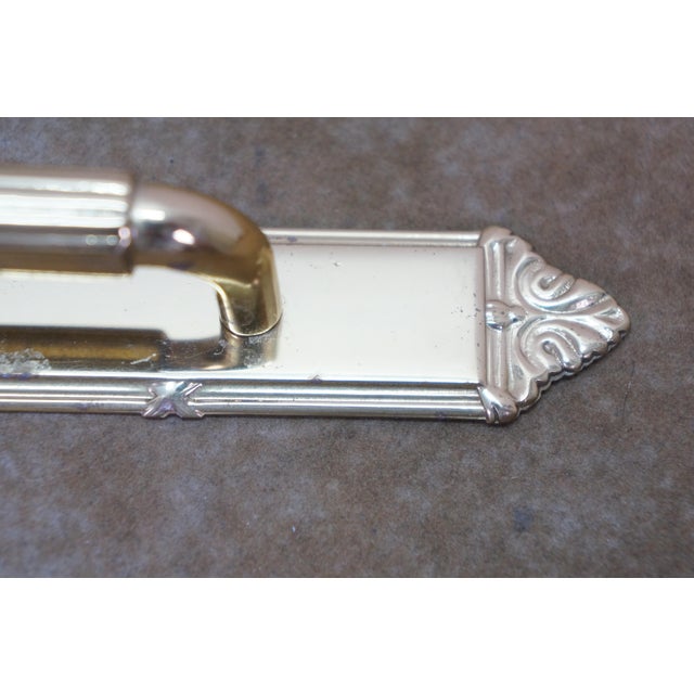 Metal 2 Vintage Brass Neoclassical Ribbon & Reed Door Pulls W Backplate 7.5" For Sale - Image 7 of 10