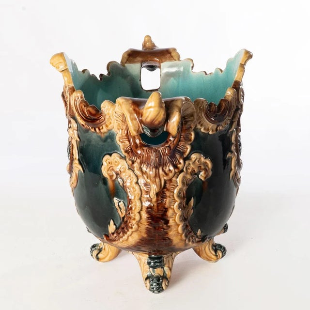Late 19th Century Antique Continental Rococo Majolica Jardinière For Sale - Image 5 of 6