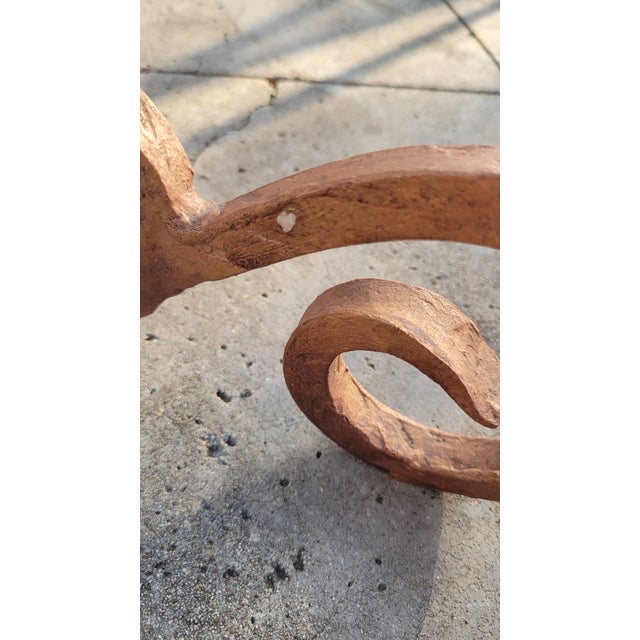 Metal Mid 20th Century Wrought Ion Table With Glass Top For Sale - Image 7 of 12