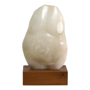 1950s Modern Abstract Female Torso Marble Sculpture on Walnut Base