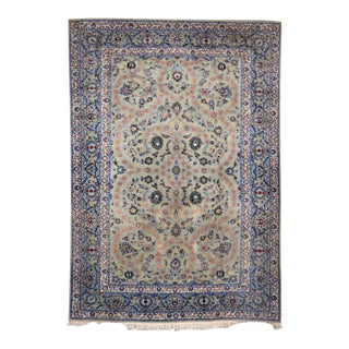 Handmade Persian Wool Tabriz Style Large Rug Light Teal Green Ground 12’3”x 8’9.5” For Sale