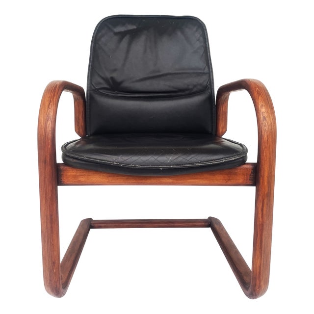 Mid-Century Bentwood Chair in Leather, 1950s For Sale