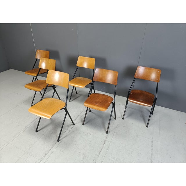 1970s Vintage Postmodern Plywood Dining Chairs, 1970s, Set of 6 For Sale - Image 5 of 11