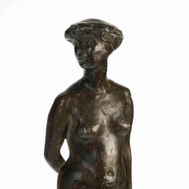Art Deco Bronze Sculpture on Stone Base, 1930 For Sale - Image 4 of 9