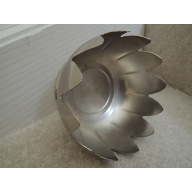 Silver Plated Bowl 12 Lotus Petals Matte + Shiny Silver Metal Bowl Vintage 1960s . This vintage 1960s, silverplated lotus...