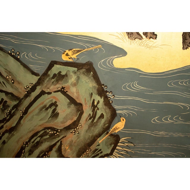 Mid 20th Century XL Shōwa Era Japanese Gold Leaf & Maki-E 6-Panel Byobu Screen For Sale - Image 5 of 12