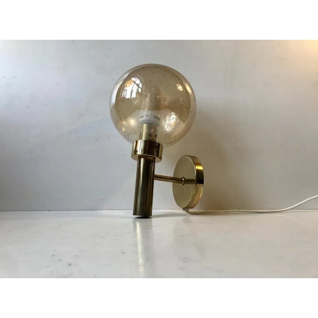 Scandinavian Brass & Bubble Glass Globe Sconce from Vitrika, 1970s For Sale - Image 4 of 8