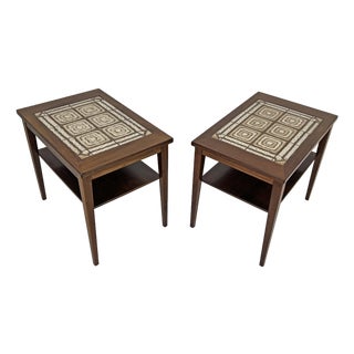 C. 1960s Danish Rosewood and Tile End Tables For Sale