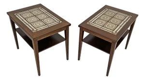 C. 1960s Danish Rosewood and Tile End Tables