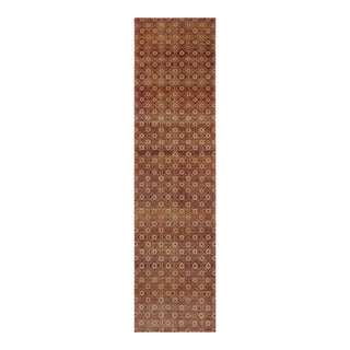 Rug & Kilim's Modern Classics Runner Rug, Ombre Terracotta and Burgundy Lattice For Sale