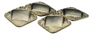 Men's Vintage Signed White Gold Cuff Links, 2 Pieces