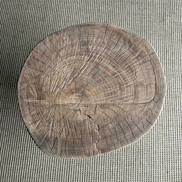 Brown Vintage Elm Wood Chop Block Table #9e7 For Sale - Image 8 of 8