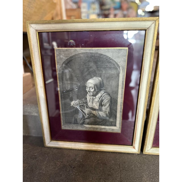 Johann Georg Wille, Two Characters, 1800s, Engravings, Set of 2 For Sale - Image 4 of 8