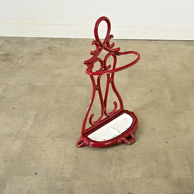 French Art Nouveau Enameled Cast Iron Umbrella Stand For Sale In Baton Rouge - Image 6 of 10