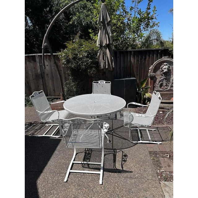 Circa 1960’s Vintage Russell Woodard Patio 48” Table + 4 Rocking