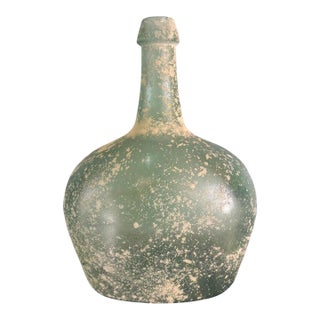 Spanish Hand-Blown Seafoam Glass Vessel With Weathered Patina Finish For Sale