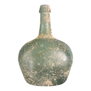 Spanish Hand-Blown Seafoam Glass Vessel With Weathered Patina Finish