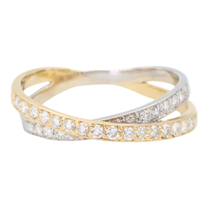 18k (750) Two Tone Natural DIamond Ring, Size 8.5
