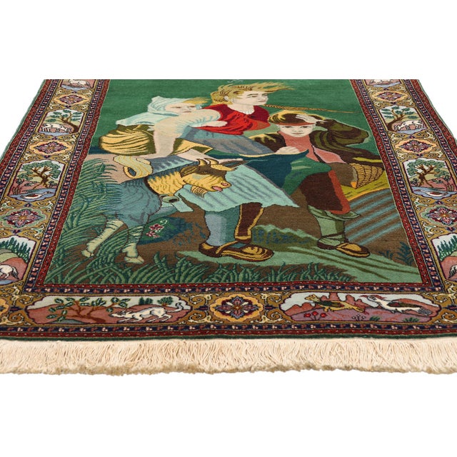 Vintage Persian Pictorial Tabriz Rug, 03'03 X 04'08 For Sale - Image 4 of 10