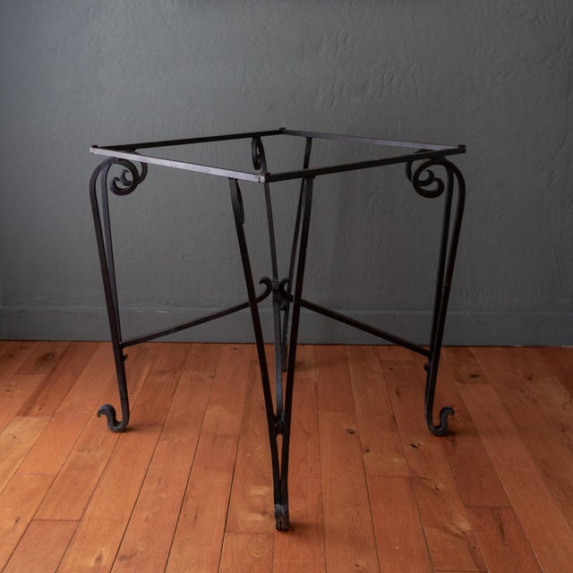 French Art Deco Black Wrought Iron Outdoor Patio Garden Table For Sale - Image 4 of 18