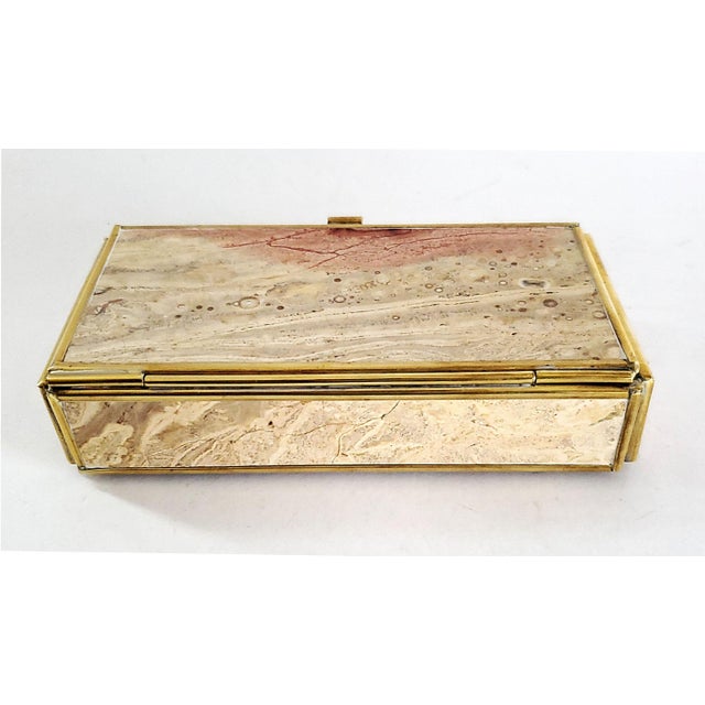 Metal Box Jewelry Semi-Precious Ryholite Stone 1950s For Sale - Image 7 of 11