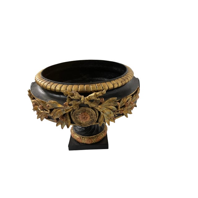 Neoclassical Black and Gilt Cast Iron Planters - A Pair For Sale - Image 10 of 12